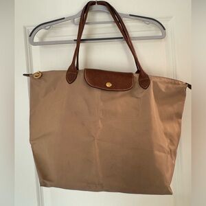 Tan Longchamp Large Le Pilage Tote
